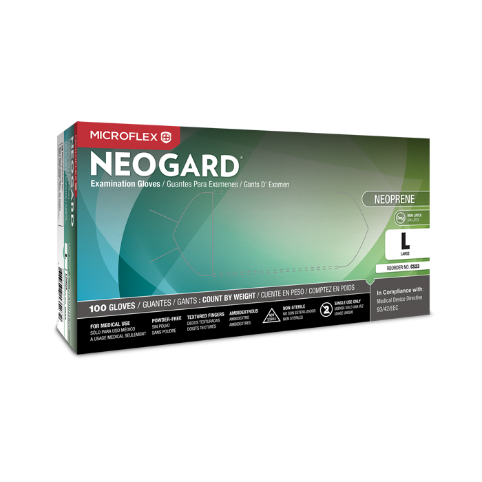 Neogard C52 Chloroprene Gloves, Powder-Free, Large, Green, 100/Box, C523 thumbnail 10