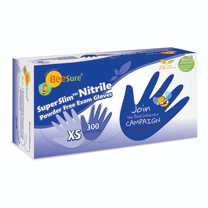 BeeSure SuperSlim Nitrile Examination Gloves, Powder-Free, Extra Small, Cobalt Blue, 300/Box, BE1145 thumbnail 14