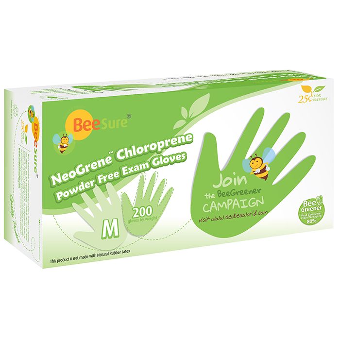 BeeSure NeoGrene Chloroprene Exam Gloves X-Large Green Non-Sterile thumbnail 9