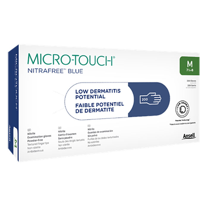 MICRO-TOUCH NitraFree Nitrile Exam Gloves X-Small Blue Non-Sterile 200/Bx thumbnail 3
