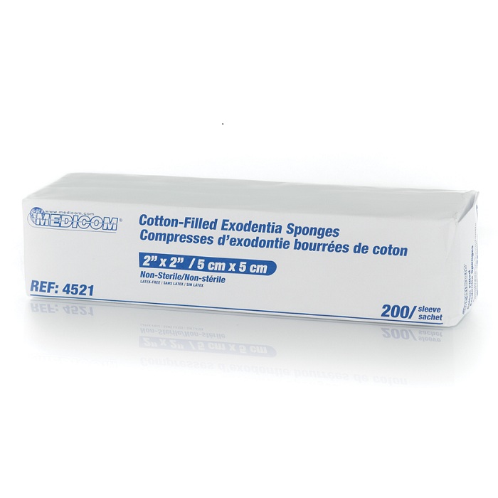 Medicom - Medicom 2" x 2" 8-ply Non-Sterile, Exodontia Cotton-Filled Gauze Sponge, 4521 thumbnail 3