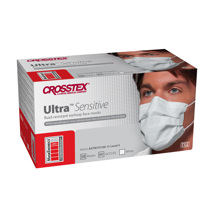 Ultra Sensitive Earloop Masks, ASTM Level 3, White, 50/Pk, GCFCXS thumbnail 11