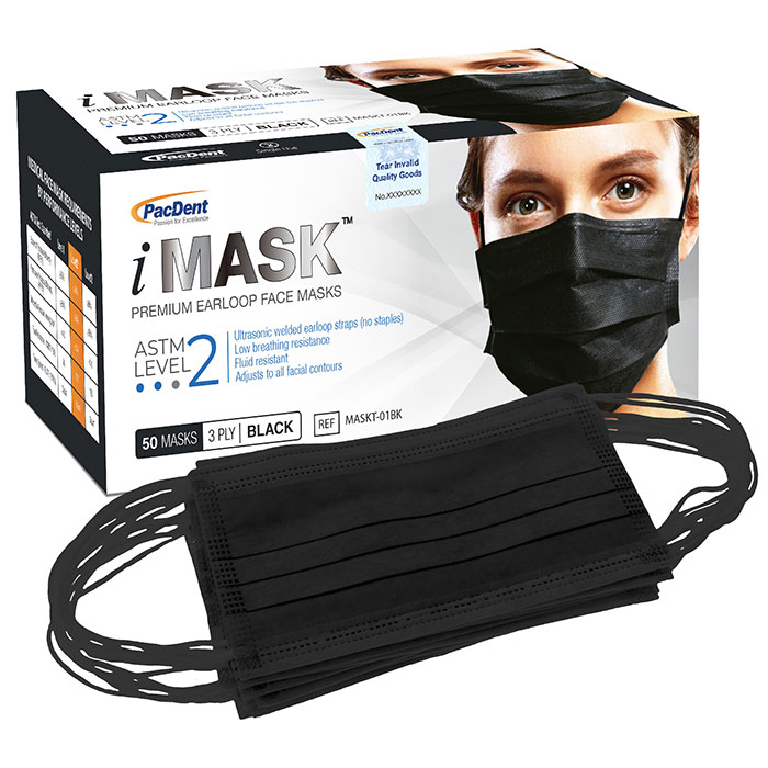 iMask™ Surgical Face Mask ASTM Level 2 Black Box of 50 - iMask™ Surgical Face Mask ASTM Level 2 Black Box of 50 - Image 1