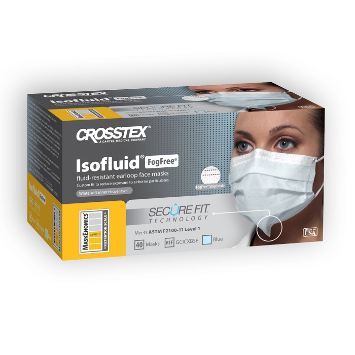 Isofluid SecureFit FogFree Earloop Masks, Blue, 40/Pk, GCICXBSF thumbnail 9
