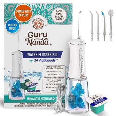Guru Nanda Adult Water Flosser 3.0 with UV + 24 AcquaPods
